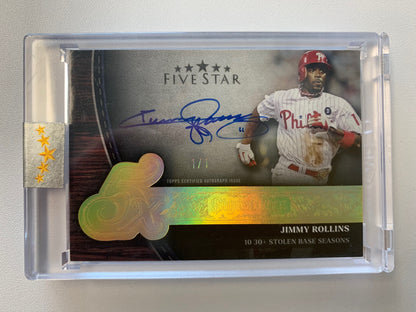 2025 Topps Five Star #FTS-JR Jimmy Rollins Five Time Signatures Five Star #/1