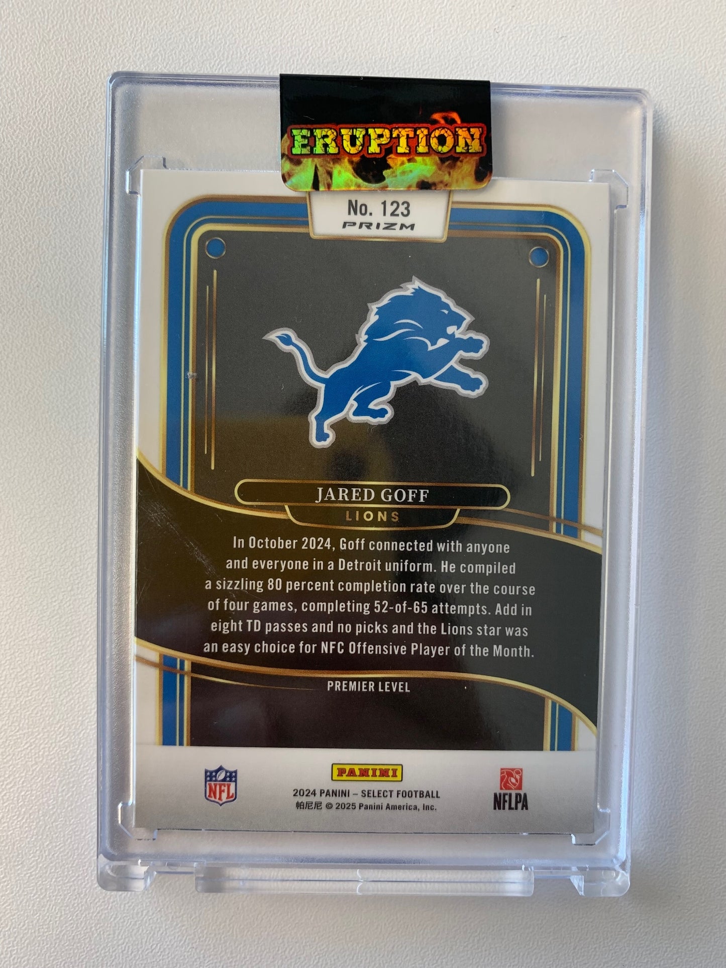 2024 Panini Select #123 Jared Goff Zebra Prizm