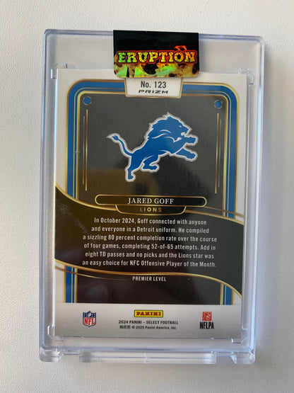 2024 Panini Select #123 Jared Goff Zebra Prizm