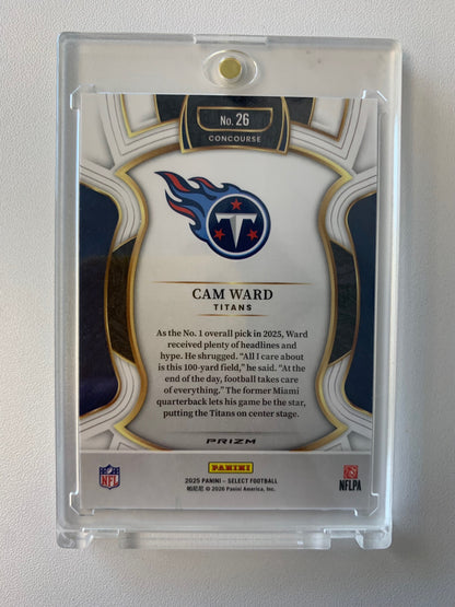 2025 Panini Select #26 Cam Ward Zebra Prizm Shock