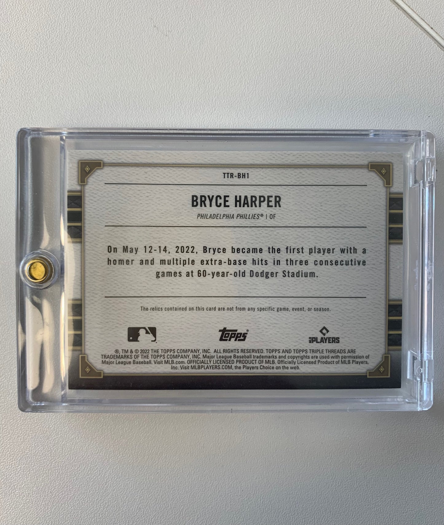 2022 Topps Triple Threads #TTR-BH1 Bryce Harper Triple Relics 3/3 JERSEY #