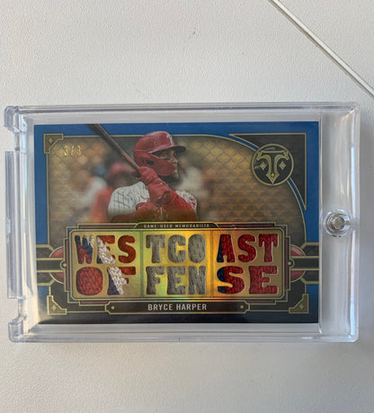 2022 Topps Triple Threads #TTR-BH1 Bryce Harper Triple Relics 3/3 JERSEY #