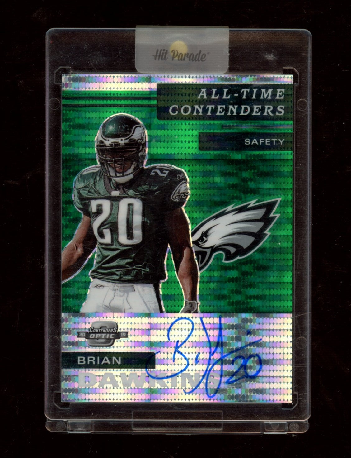 2019 Panini Contenders Optic  Brian Dawkins All-Time Cont Green Pulsar #/27