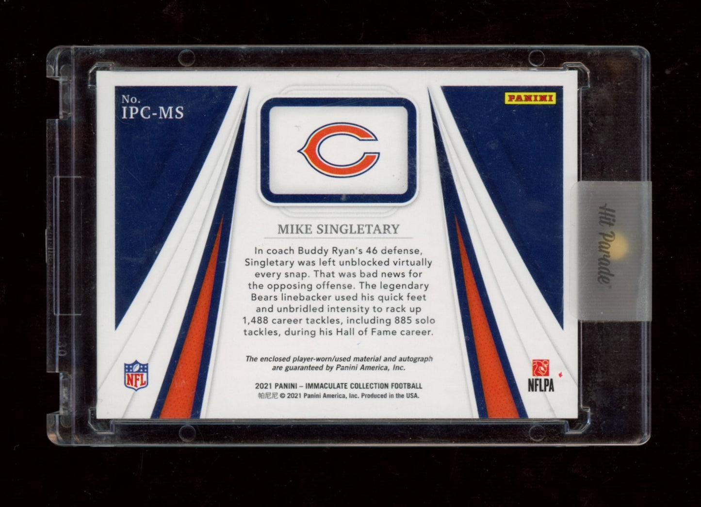 2021 Panini Immaculate #IPC-MS Mike Singletary Imac Players Col Auto #/75