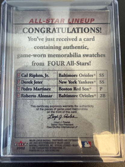 2002 Fleer Box Score Ripken Jr. Jeter Martinez Alomar All-Star Relic