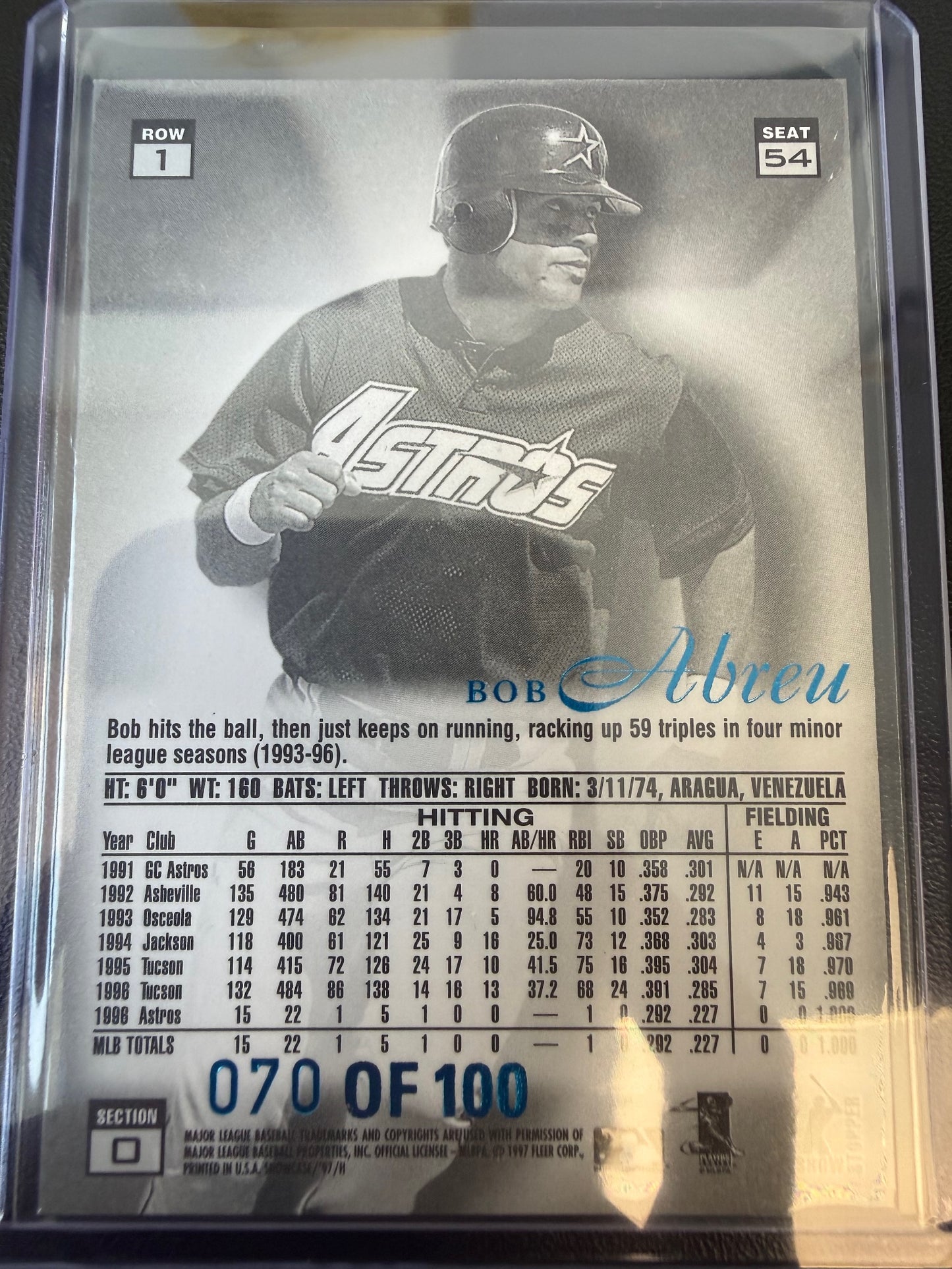 1997 Flair Showcase #54 Bob Abreu Flair Showcase Row 1 (Grace)