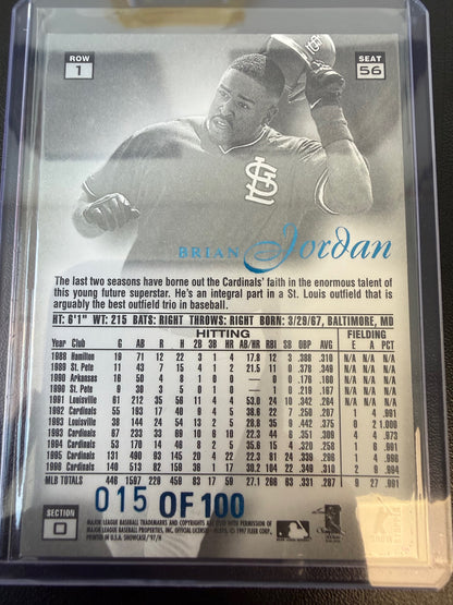 1997 Flair Showcase #56 Brian Jordan Legacy Collection Row 1 (Grace) #/100