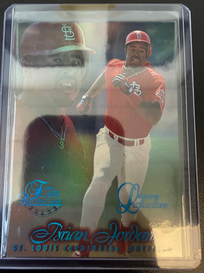 1997 Flair Showcase #56 Brian Jordan Legacy Collection Row 1 (Grace) #/100