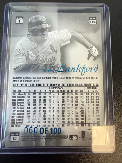 1997 Flair Showcase #116 Ray Lankford Legacy Collection Row 1 (Grace) #/100