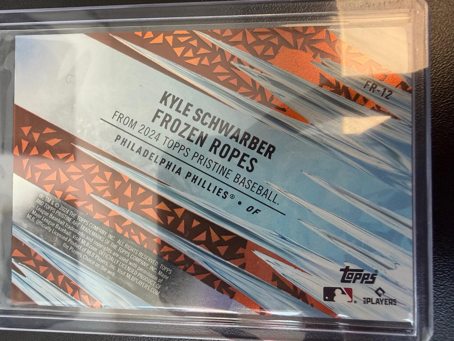 2024 Topps Pristine #FR-12 Kyle Schwarber Frozen Ropes Orange #/25