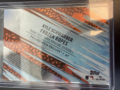 2024 Topps Pristine #FR-12 Kyle Schwarber Frozen Ropes Orange #/25