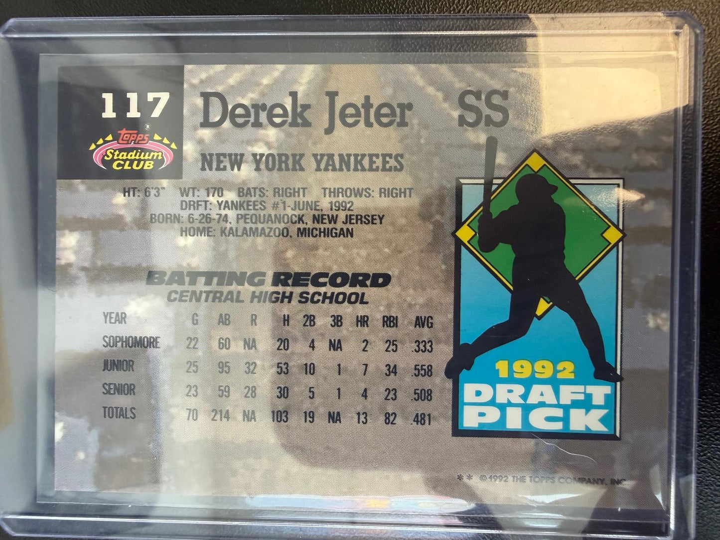 1993 Stadium Club Murphy #117 Derek Jeter