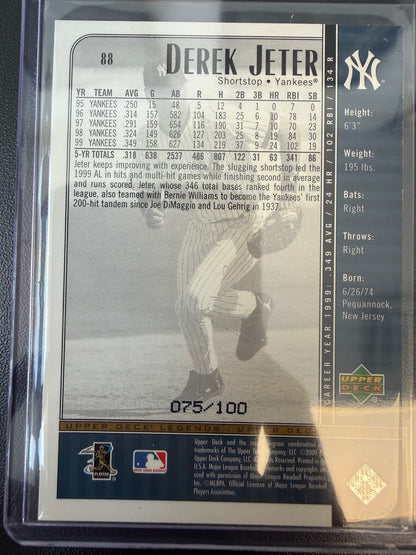 2000 Upper Deck Legends #88 Derek Jeter Commemorative Collection #/100