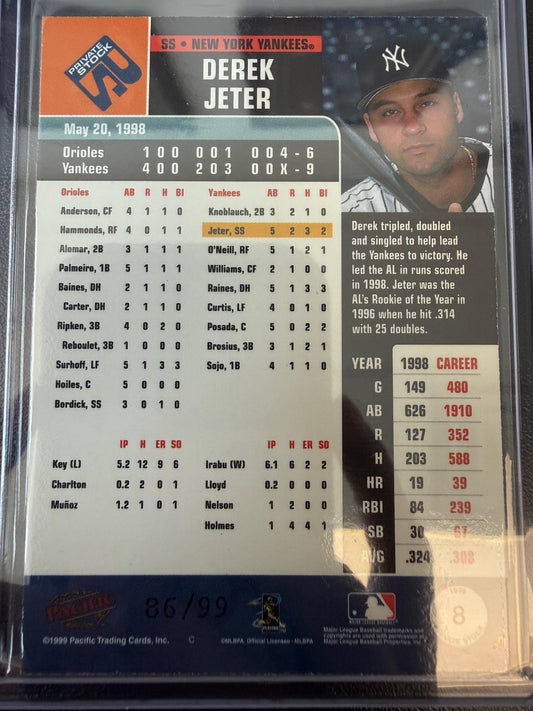 1999 Pacific Private Stock #8 Derek Jeter Vintage #/99