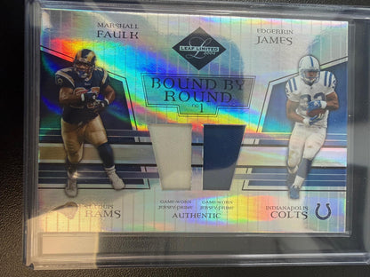 2004 Leaf Limited Marshall Faulk Edgerrin James Bound by Round Prime #/25