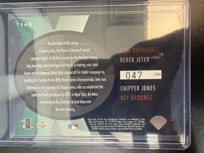 1997 SP Alex Rodriguez Derek Jeter Chipper Jones Rey Ordonez SPx Force #/500