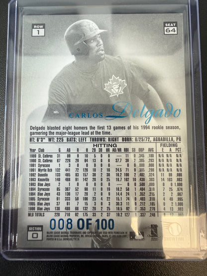 1997 Flair Showcase #64 Carlos Delgado Legacy Collection Row 1 (Grace) #/100