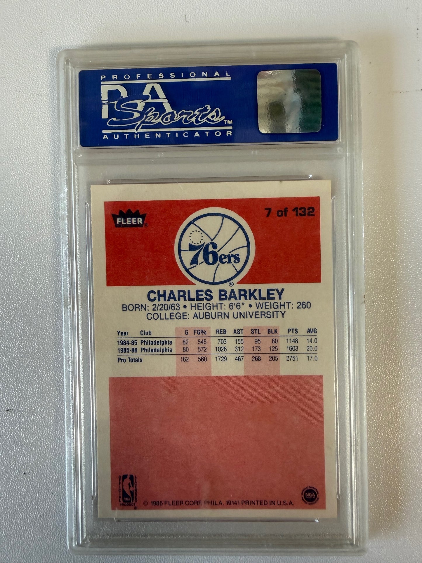 1986-87 Fleer #7 Charles Barkley PSA 8