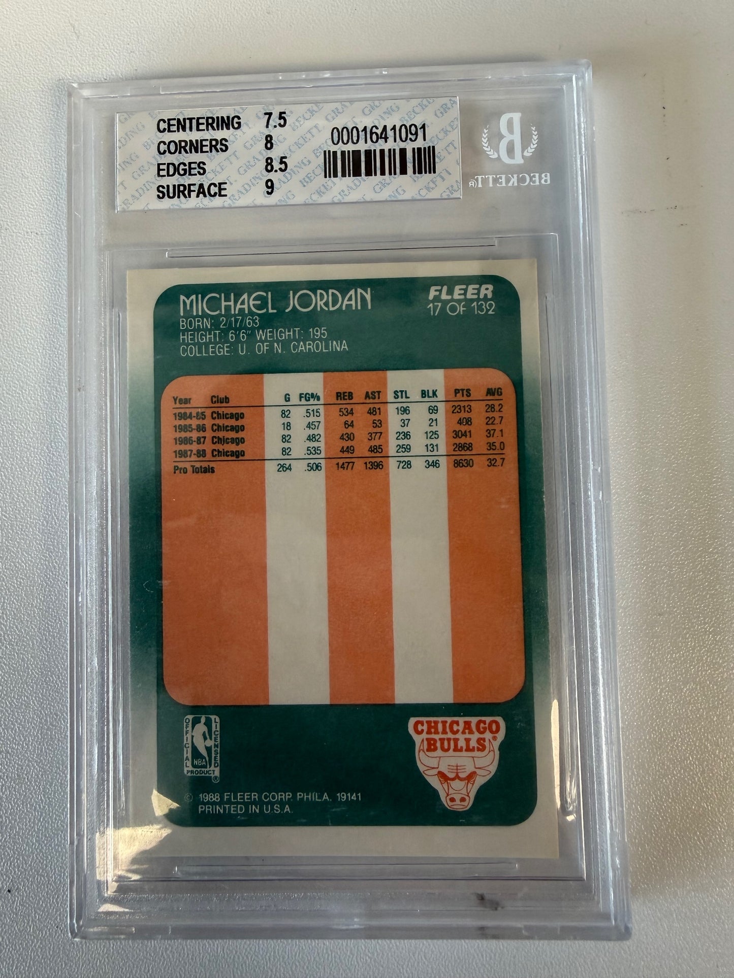 1988-89 Fleer #17 Michael Jordan BGS 8