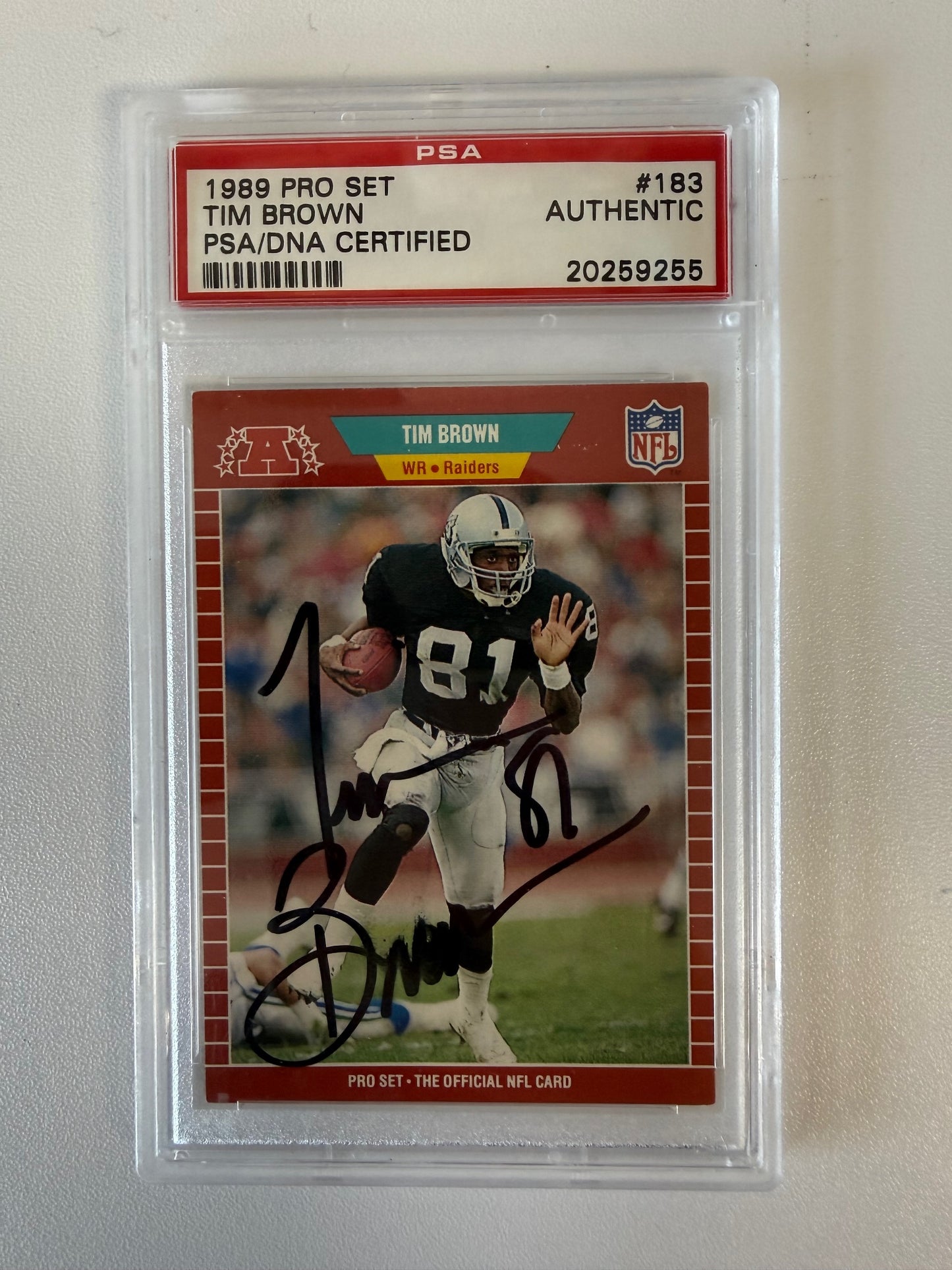 1989 Pro Set #183 Tim Brown PSA Authentic