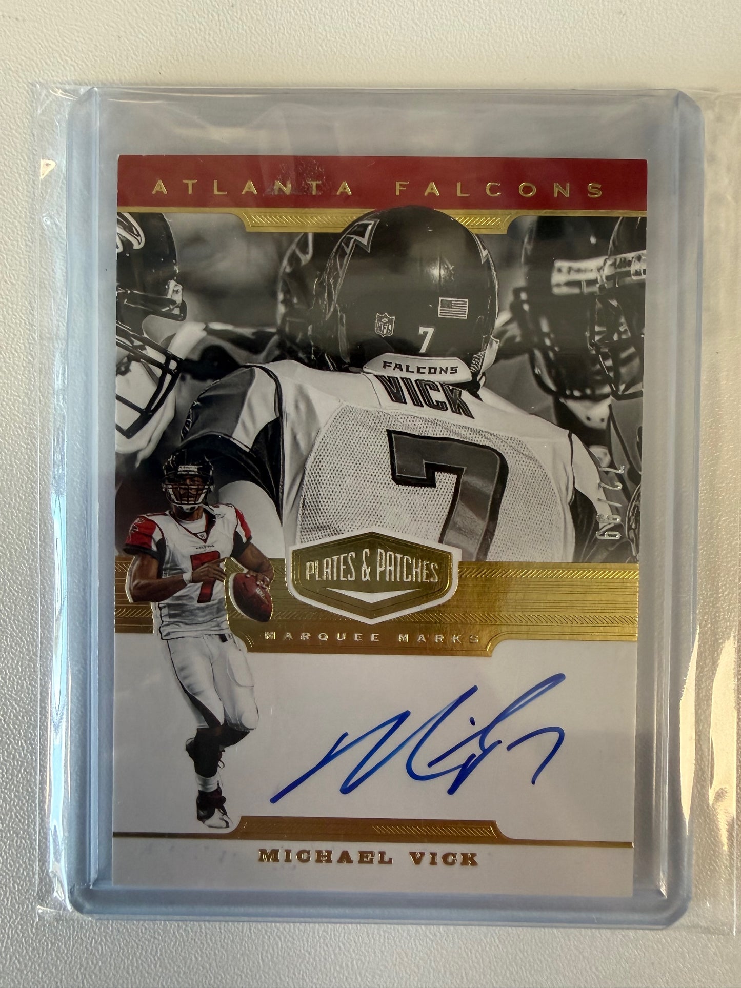 2019 Panini Plates & Patches #MM-MVI Michael Vick Marquee Marks Autographs #/99