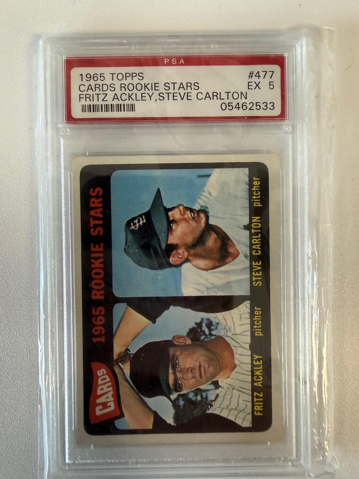 1965 Topps #477 Cards 1965 Rookie Stars (Fritz Ackley / Steve Carlton) PSA 5