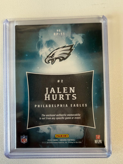 2020 Panini Origins #RP-11 Jalen Hurts Rookie Patches Orange #/75