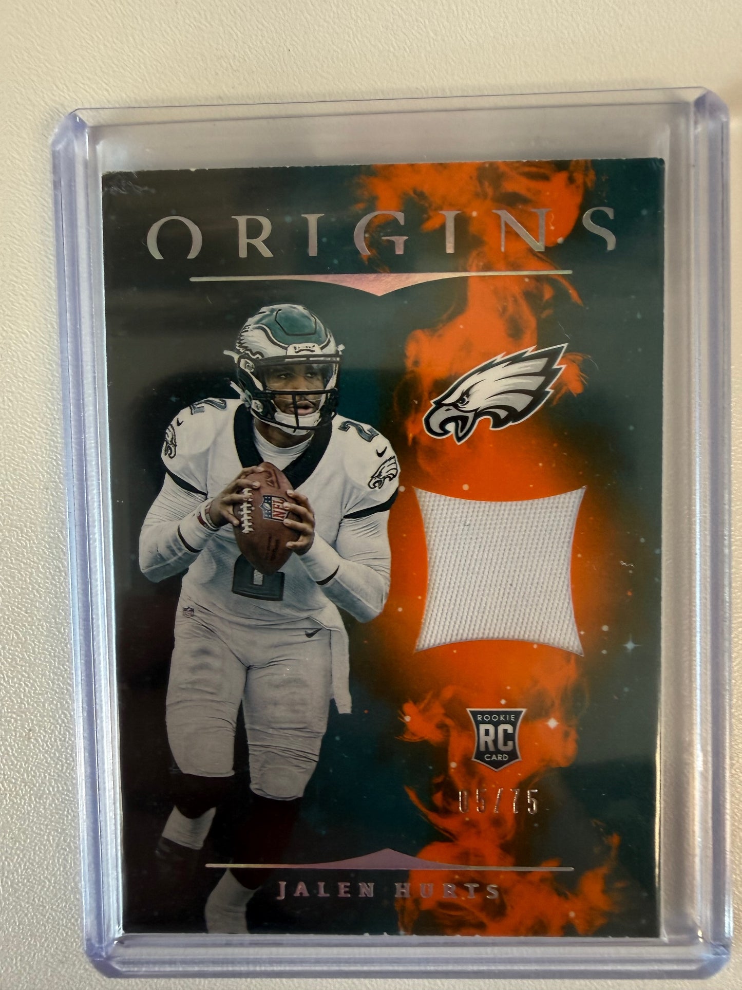 2020 Panini Origins #RP-11 Jalen Hurts Rookie Patches Orange #/75