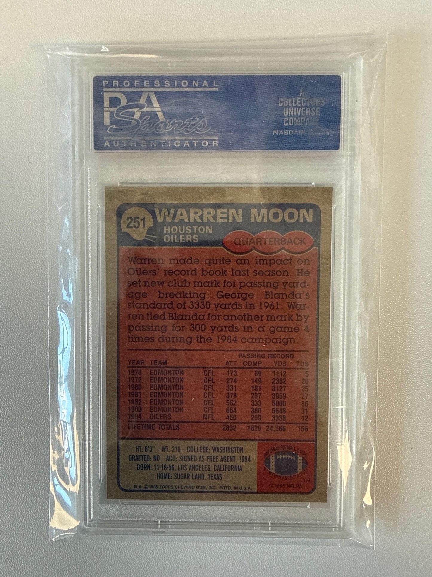 1985 Topps #251 Warren Moon PSA 8