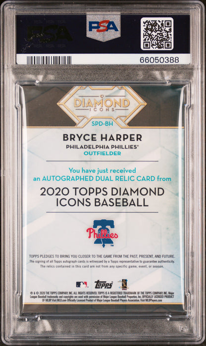 2020 Topps Diamond Icons Auto Relics #SPDBH Bryce Harper #3/5 JRSY # PSA 9