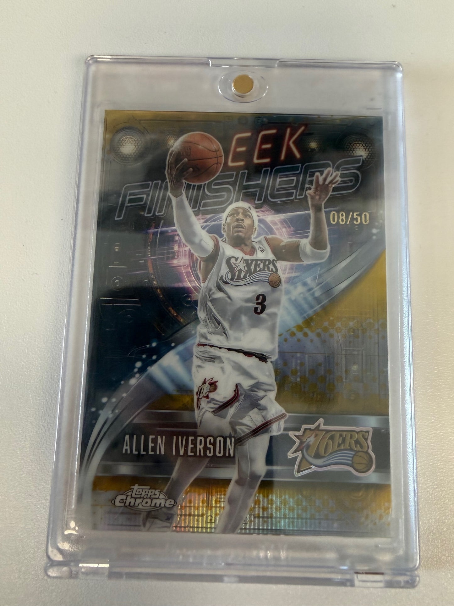 2025-26 Topps Chrome #SF-13 Allen Iverson Sleek Finishers Gold Refractor #/50