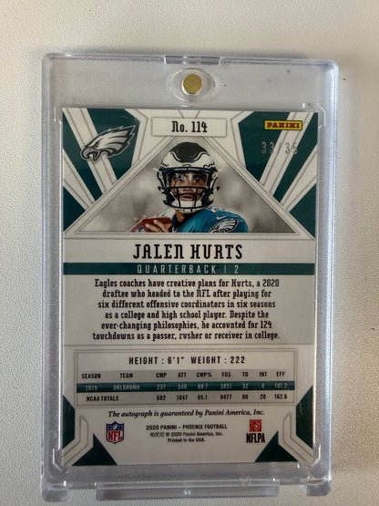 2020 Panini Phoenix #114 Jalen Hurts Rookie Autographs Pink /35