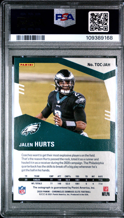 2020 Panini Chronicles Elite Auto #JAH Jalen Hurts Org /25 PSA 9
