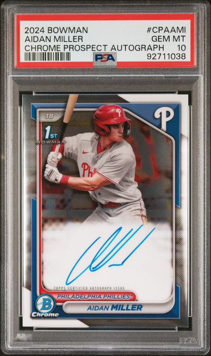2024 Bowman Chrome Prospect Autographs #CPAAMI Aidan Miller PSA 10