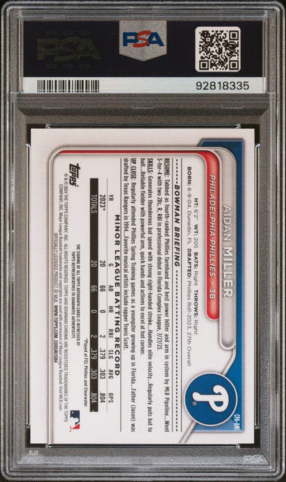 2024 Bowman Chrome Prospect Autographs #CPAAMI Aidan Miller PSA 10