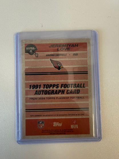 2026 Topps Flagship #91FRA-JL Jeremiyah Love 1991 Autographs