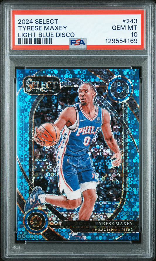 2024 Panini Select #243 Tyrese Maxey Light Blue Disco PSA 10