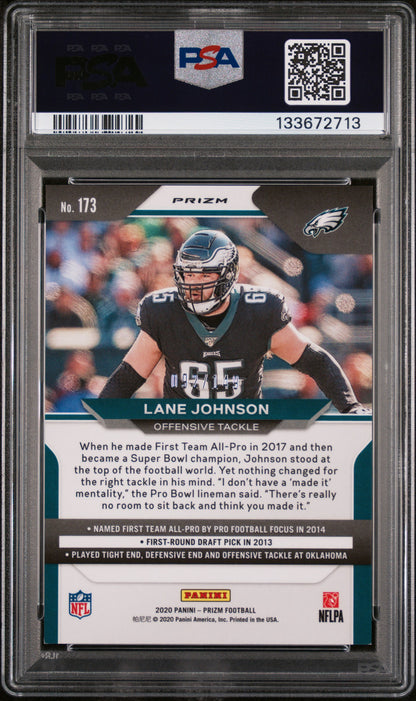 2020 Panini Prizm #173 Lane Johnson Red Wave PSA 9