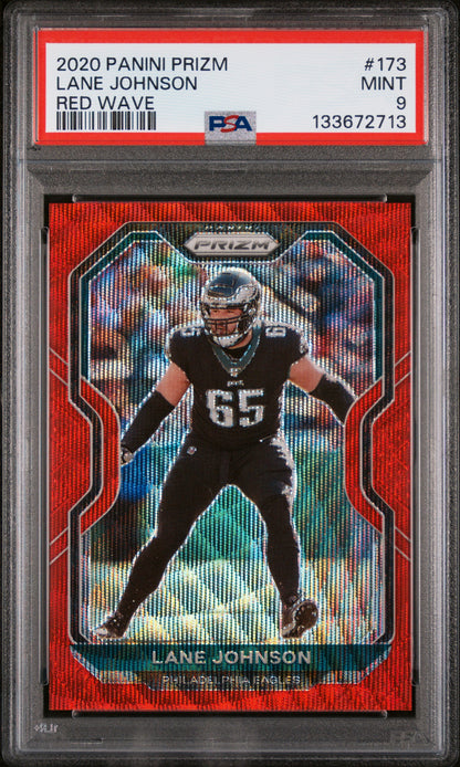 2020 Panini Prizm #173 Lane Johnson Red Wave PSA 9