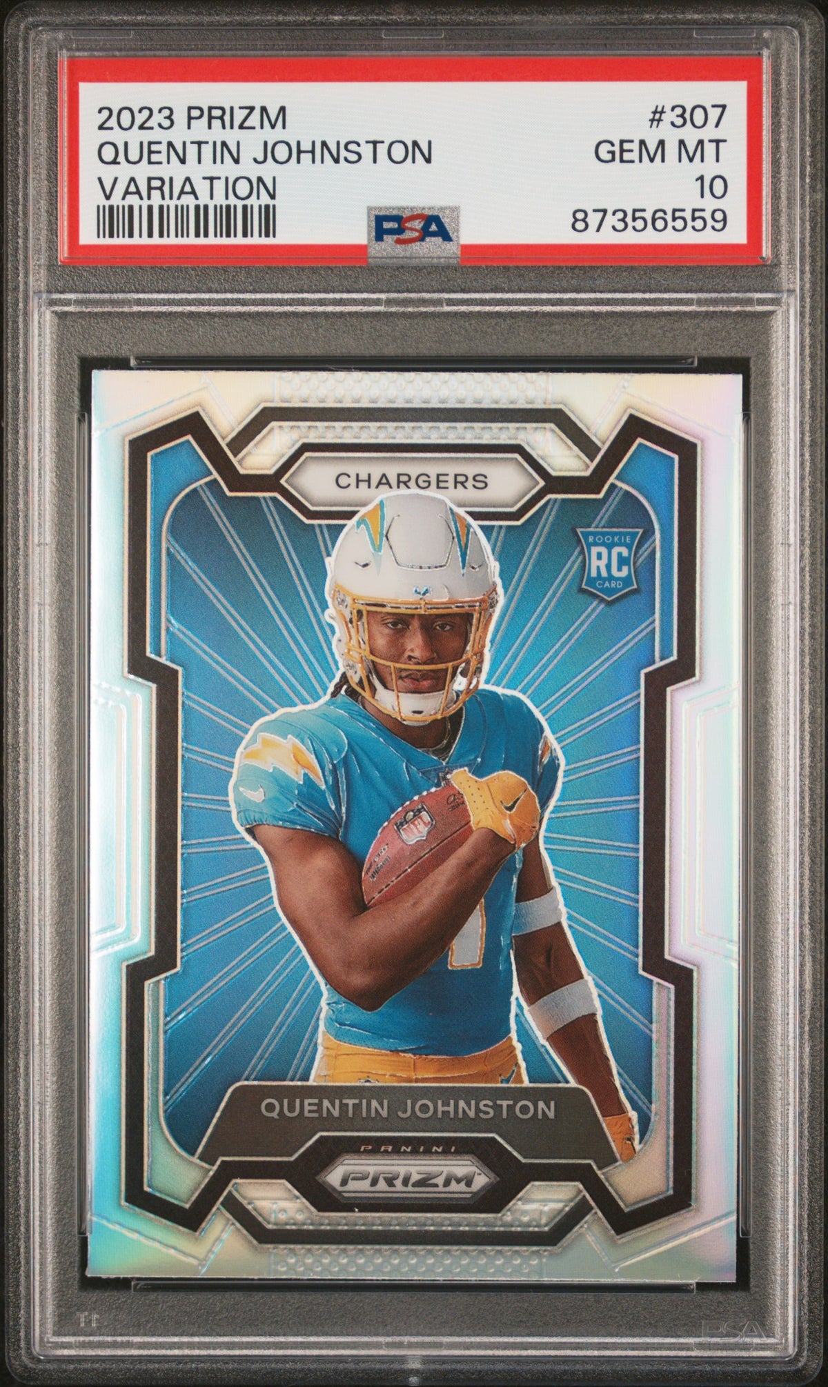 2023 Panini Prizm #307 Quentin Johnston Variation PSA 10