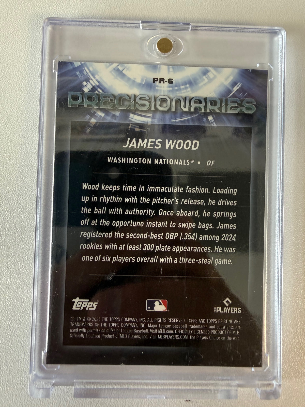 2025 Topps Pristine #PR-6 James Wood Precisionaries Orange Refractors #/25
