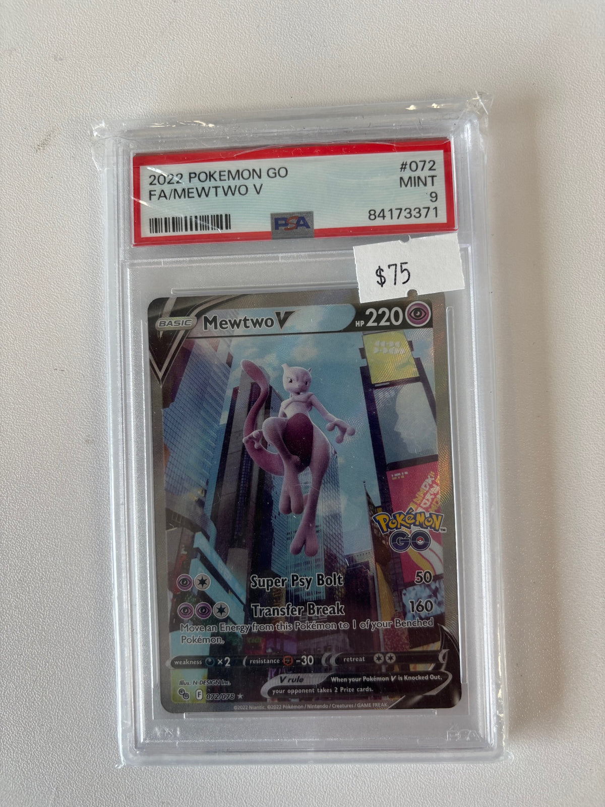 Pokemon GO #072/078 Mewtwo V (Alternate Full Art) PSA 9