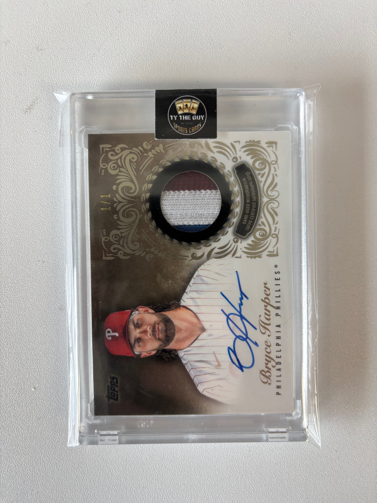 2022 Topps  Bryce Harper Topps Reverence Autograph Patch Relics Platinum #/1