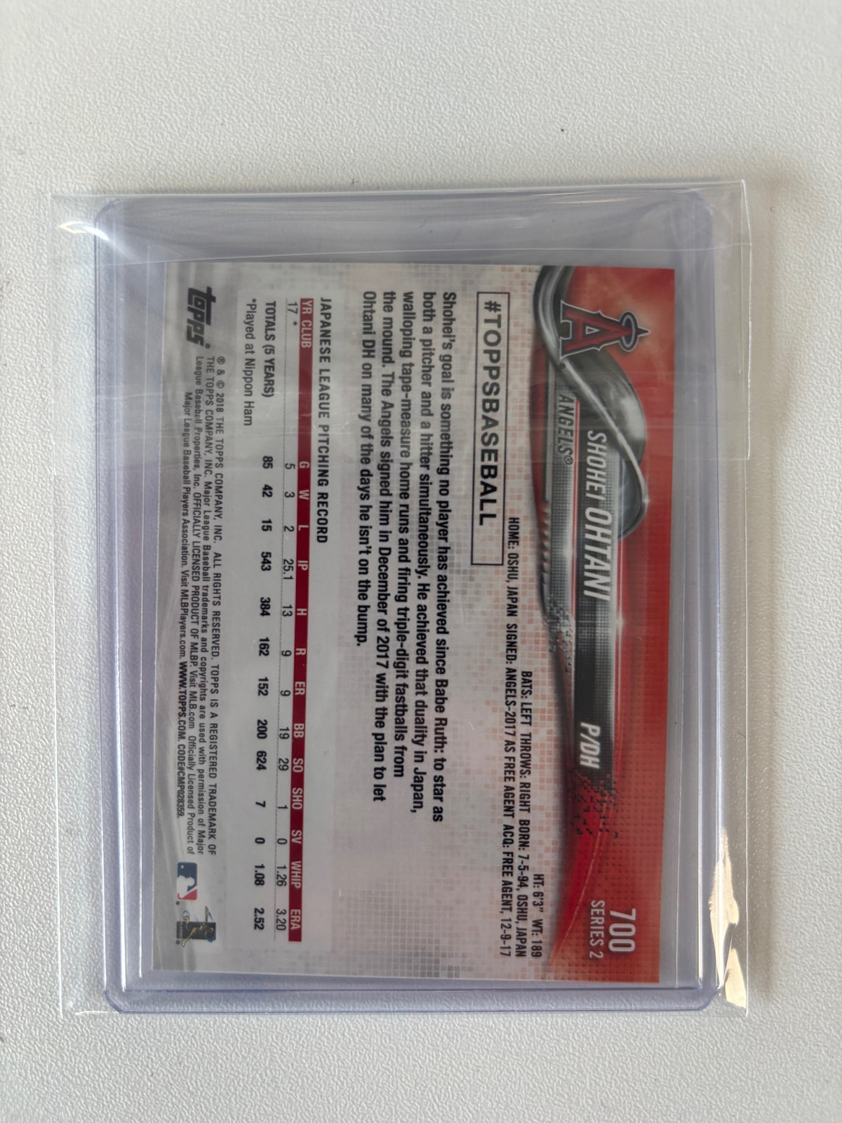 2018 Topps #700 Shohei Ohtani
