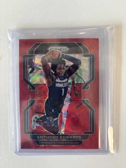 2021-22 Panini Prizm #37 Anthony Edwards Choice Red #/88