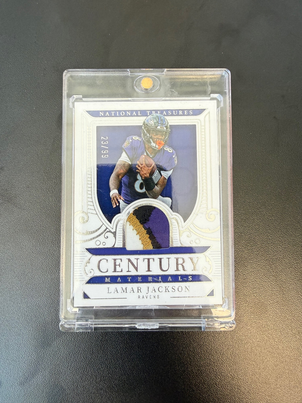 2025 Panini National Treasures #CM-LJN Lamar Jackson Century Materials #/99
