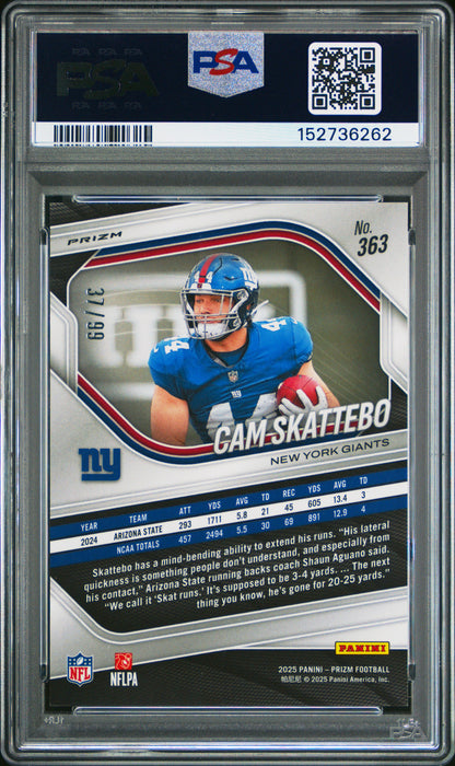 2025 Panini Prizm #363 Cam Skattebo Blue Ice PSA 10