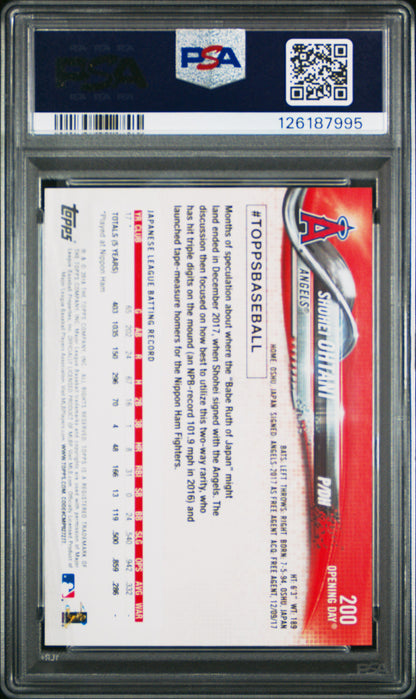 2018 Topps Opening Day #200 Shohei Ohtani PSA 9