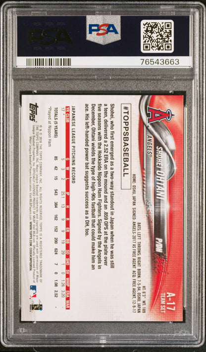 2018 Topps Team Set LA #A-17 Shohei Ohtani Los Angeles Angels PSA 9