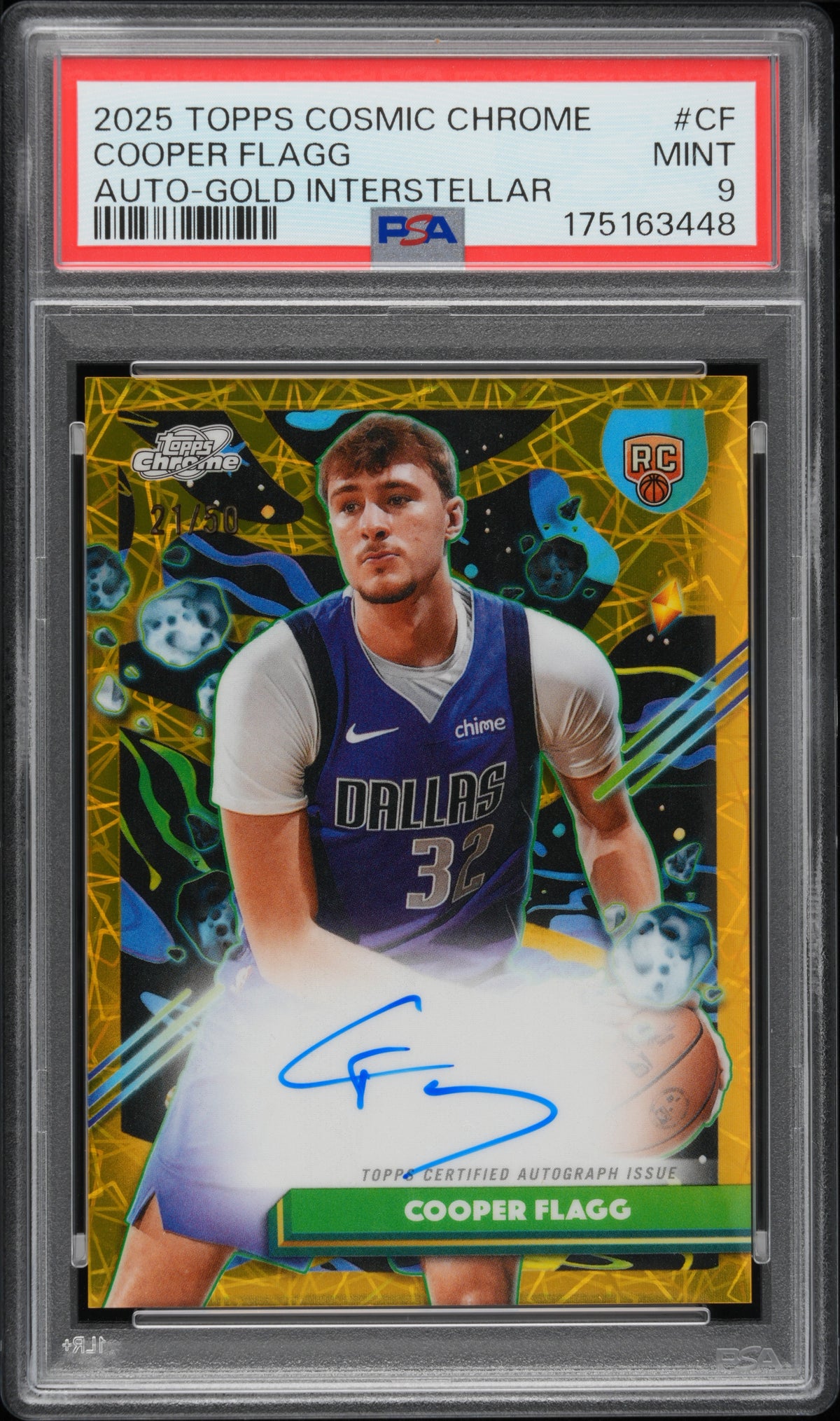 2025 Topps Cosmic Chrome #CF Cooper Flagg Auto-Gold Interstellar /50 PSA 9